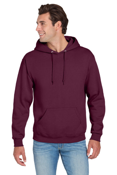 Jerzees 996M/996MR Mens NuBlend Pill Resistant Fleece Hooded Sweatshirt Hoodie w/ Pouch Pocket Maroon Model Front
