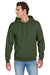Jerzees 996M/996MR Mens NuBlend Pill Resistant Fleece Hooded Sweatshirt Hoodie w/ Pouch Pocket Military Green Model Front