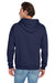 Jerzees 996M/996MR Mens NuBlend Pill Resistant Fleece Hooded Sweatshirt Hoodie w/ Pouch Pocket Navy Blue Model Back