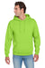 Jerzees 996M/996MR Mens NuBlend Pill Resistant Fleece Hooded Sweatshirt Hoodie w/ Pouch Pocket Neon Green Model Front