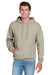 Jerzees 996M/996MR Mens NuBlend Pill Resistant Fleece Hooded Sweatshirt Hoodie w/ Pouch Pocket Heather Oatmeal Model Front