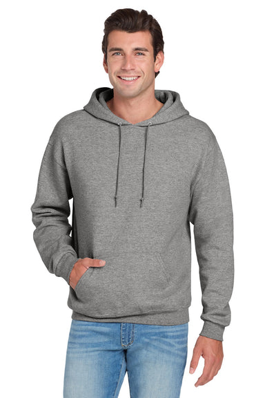Jerzees 996M/996MR Mens NuBlend Pill Resistant Fleece Hooded Sweatshirt Hoodie w/ Pouch Pocket Oxford Grey Model Front