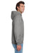 Jerzees 996M/996MR Mens NuBlend Pill Resistant Fleece Hooded Sweatshirt Hoodie w/ Pouch Pocket Oxford Grey Model Side