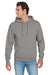 Jerzees 996M/996MR Mens NuBlend Pill Resistant Fleece Hooded Sweatshirt Hoodie w/ Pouch Pocket Rock Grey Model Front
