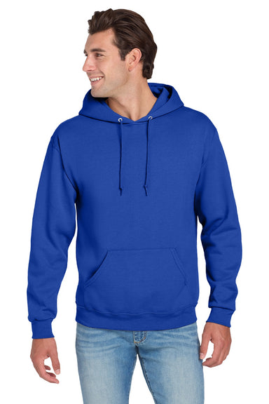 Jerzees 996M/996MR Mens NuBlend Pill Resistant Fleece Hooded Sweatshirt Hoodie w/ Pouch Pocket Royal Blue Model Front