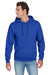 Jerzees 996M/996MR Mens NuBlend Pill Resistant Fleece Hooded Sweatshirt Hoodie w/ Pouch Pocket Royal Blue Model Front