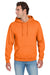 Jerzees 996M/996MR Mens NuBlend Pill Resistant Fleece Hooded Sweatshirt Hoodie w/ Pouch Pocket Safety Orange Model Front