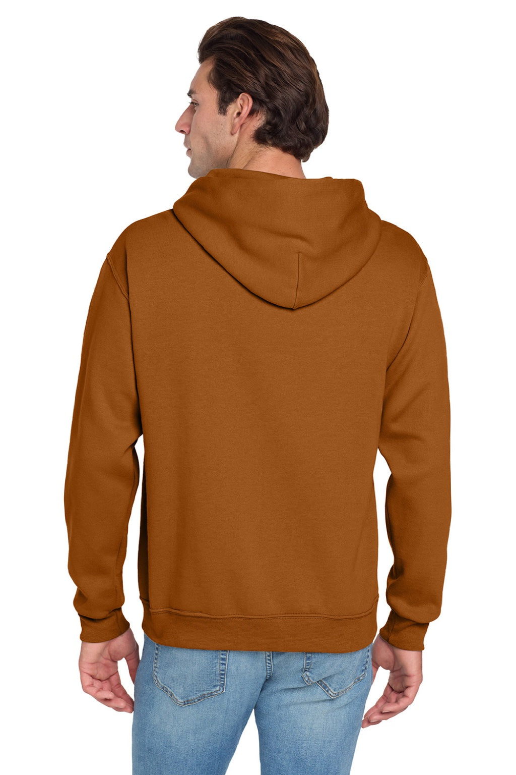 Jerzees 996M/996MR Mens NuBlend Pill Resistant Fleece Hooded Sweatshirt Hoodie w/ Pouch Pocket Texas Orange Model Back