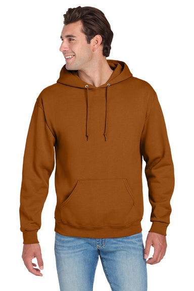 Jerzees 996M/996MR Mens NuBlend Pill Resistant Fleece Hooded Sweatshirt Hoodie w/ Pouch Pocket Texas Orange Model Front