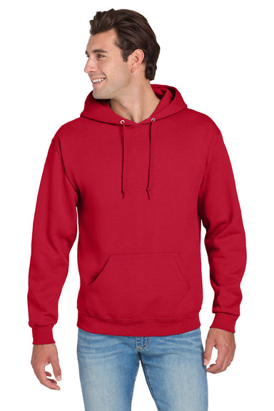 Jerzees 996M/996MR Mens NuBlend Pill Resistant Fleece Hooded Sweatshirt Hoodie w/ Pouch Pocket True Red Model Front