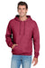 Jerzees 996M/996MR Mens NuBlend Pill Resistant Fleece Hooded Sweatshirt Hoodie w/ Pouch Pocket Vintage Heather Red Model Front