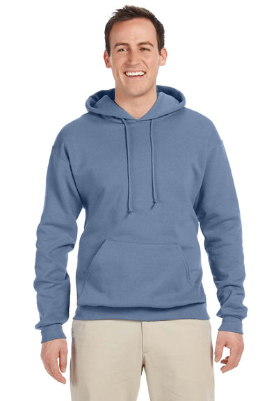 Jerzees 996M/996MR Mens NuBlend Pill Resistant Fleece Hooded Sweatshirt Hoodie w/ Pouch Pocket Denim Blue Model Front