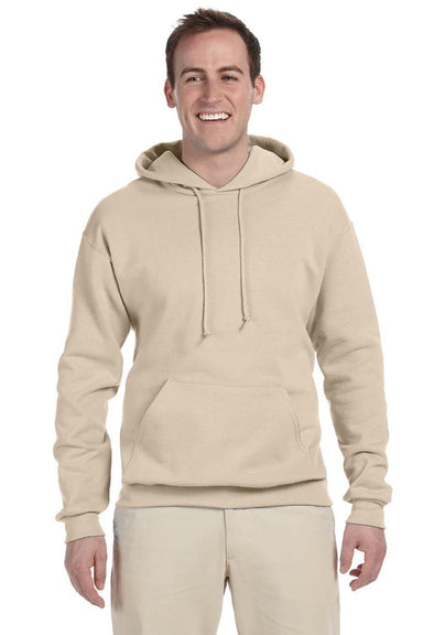 Jerzees 996M/996MR Mens NuBlend Pill Resistant Fleece Hooded Sweatshirt Hoodie w/ Pouch Pocket Sandstone Model Front