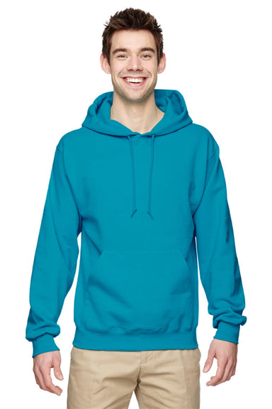 Jerzees 996M/996MR Mens NuBlend Pill Resistant Fleece Hooded Sweatshirt Hoodie w/ Pouch Pocket California Blue Model Front