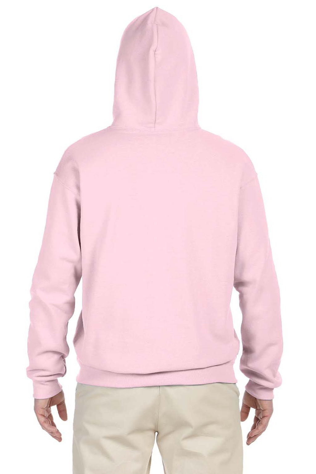 Jerzees 996M/996MR Mens NuBlend Pill Resistant Fleece Hooded Sweatshirt Hoodie w/ Pouch Pocket Classic Pink Model Back