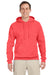 Jerzees 996M/996MR Mens NuBlend Pill Resistant Fleece Hooded Sweatshirt Hoodie w/ Pouch Pocket Heather Retro Coral Model Front