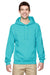 Jerzees 996M/996MR Mens NuBlend Pill Resistant Fleece Hooded Sweatshirt Hoodie w/ Pouch Pocket Scuba Blue Model Front