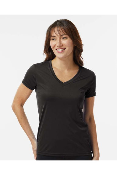 Paragon 203 Womens Vera Short Sleeve V-Neck T-Shirt Black Model Front