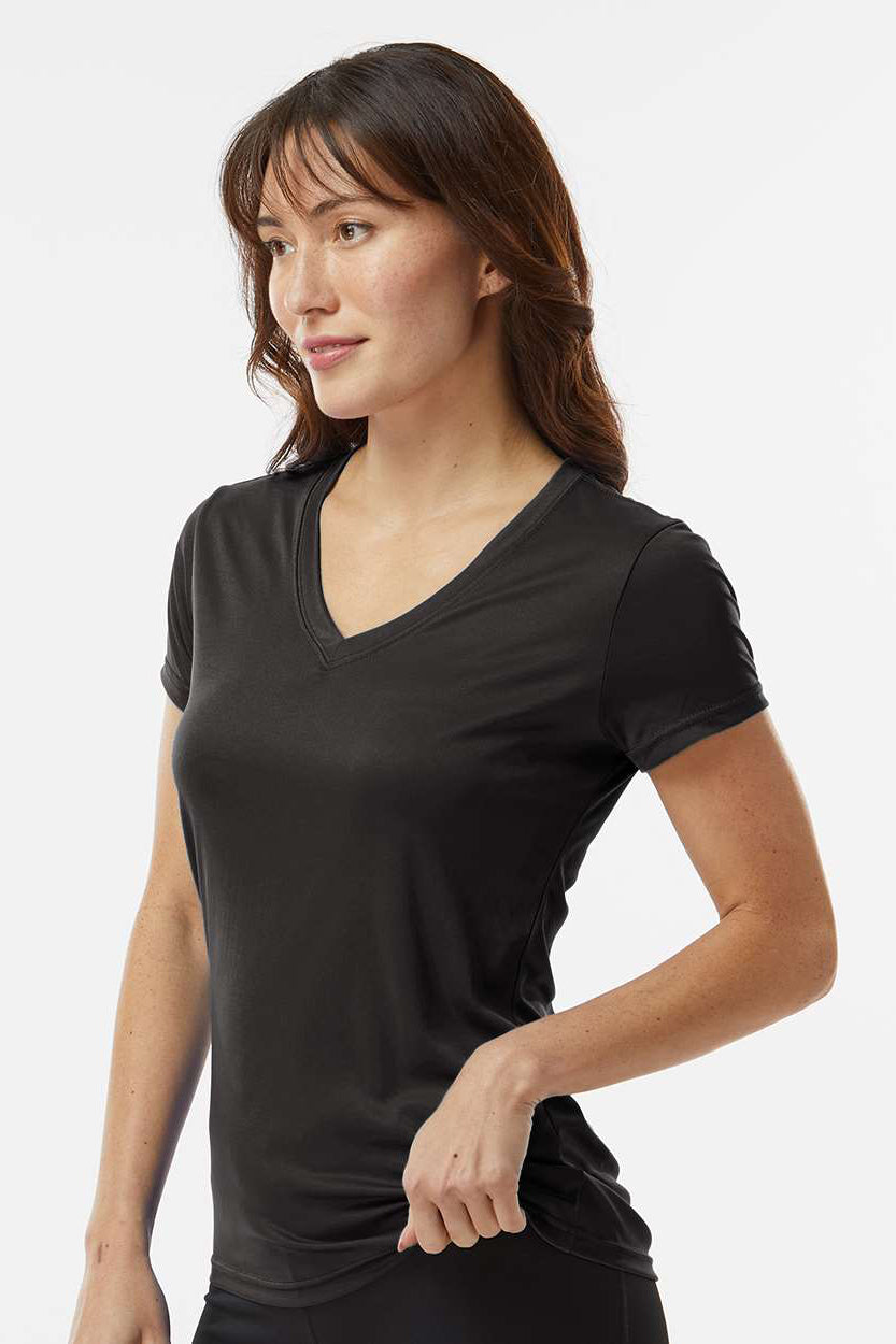 Paragon 203 Womens Vera Moisture Wicking Short Sleeve V-Neck T-Shirt Black Model Side