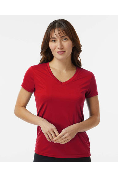 Paragon 203 Womens Vera Short Sleeve V-Neck T-Shirt Red Model Front
