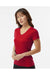 Paragon 203 Womens Vera Short Sleeve V-Neck T-Shirt Red Model Side