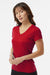 Paragon 203 Womens Vera Moisture Wicking Short Sleeve V-Neck T-Shirt Red Model Side