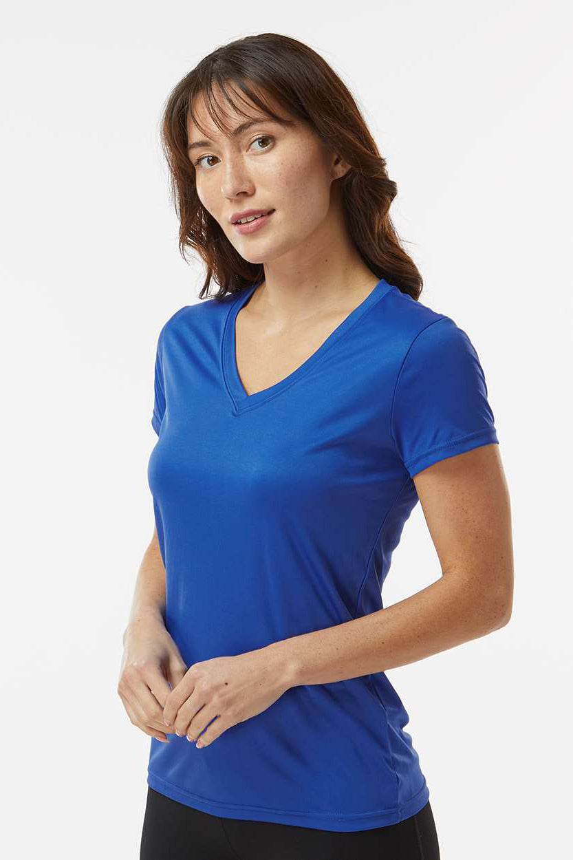 Paragon 203 Womens Vera Moisture Wicking Short Sleeve V-Neck T-Shirt Royal Blue Model Side