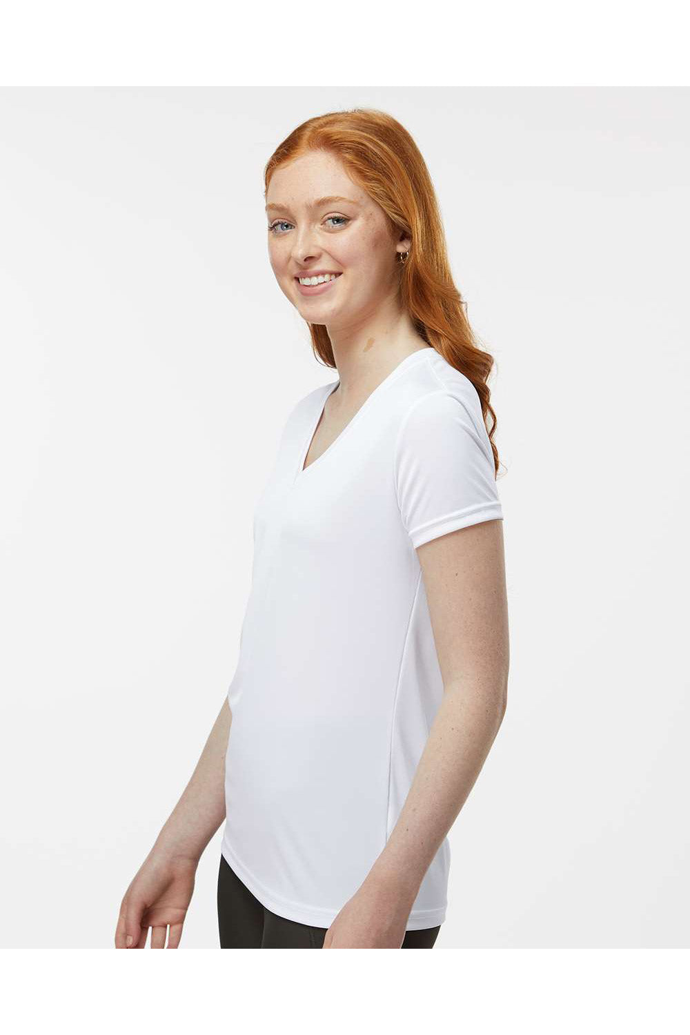 Paragon 203 Womens Vera Short Sleeve V-Neck T-Shirt White Model Side