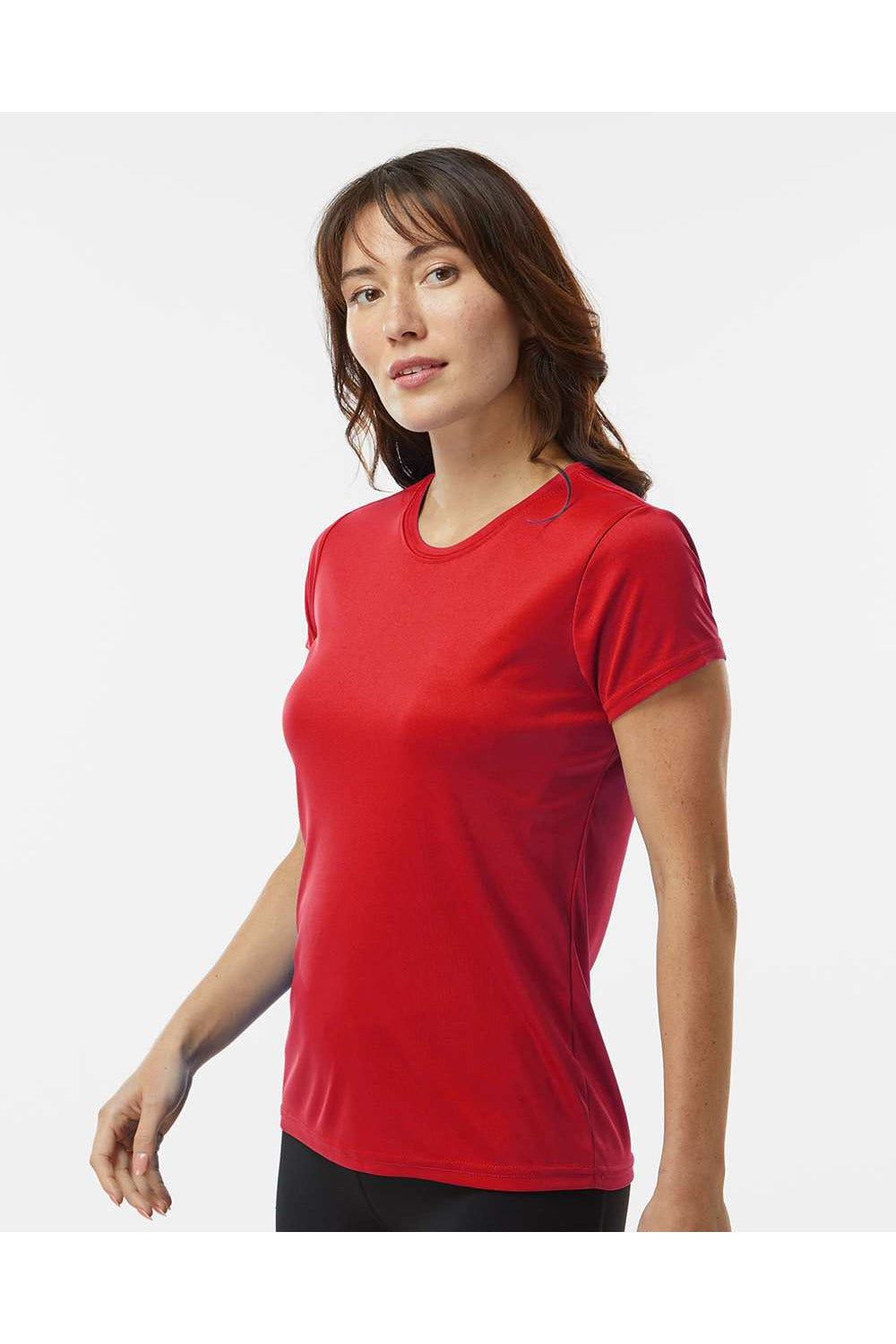 Paragon 204 Womens Islander Performance Short Sleeve Crewneck T-Shirt Red Model Side