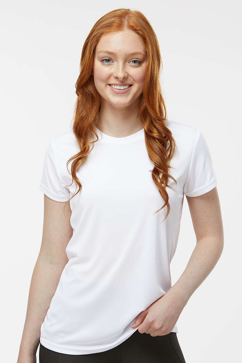 Paragon 204 Womens Islander Performance Moisture Wicking Short Sleeve Crewneck T-Shirt White Model Front
