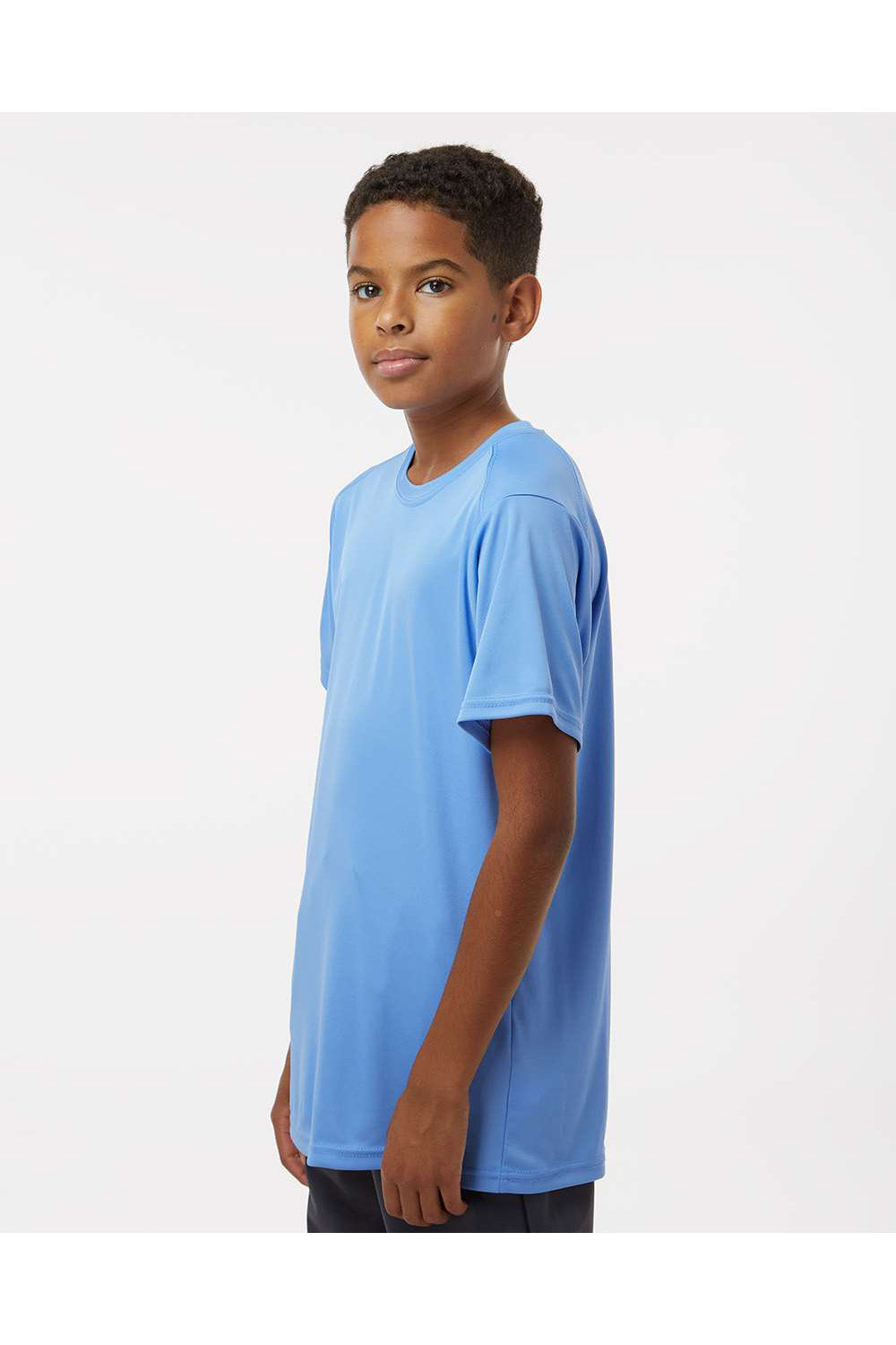 Paragon 208Y Youth Islander Performance Short Sleeve Crewneck T-Shirt Bimini Blue Model Side