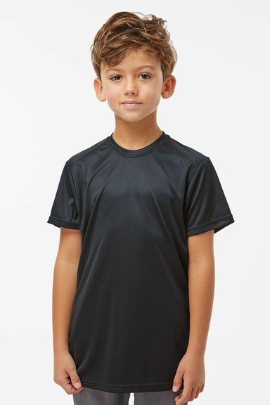 Paragon 208Y Youth Islander Performance Moisture Wicking Short Sleeve Crewneck T-Shirt Black Model Front