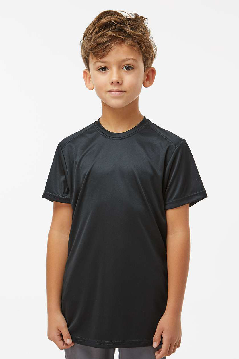 Paragon 208Y Youth Islander Performance Moisture Wicking Short Sleeve Crewneck T-Shirt Black Model Front