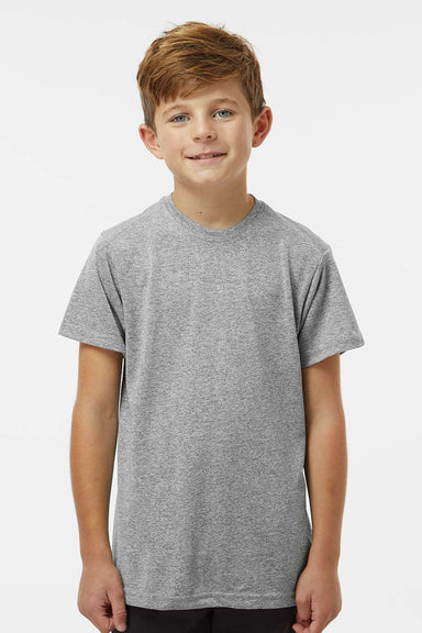Paragon 208Y Youth Islander Performance Moisture Wicking Short Sleeve Crewneck T-Shirt Heather Grey Model Front