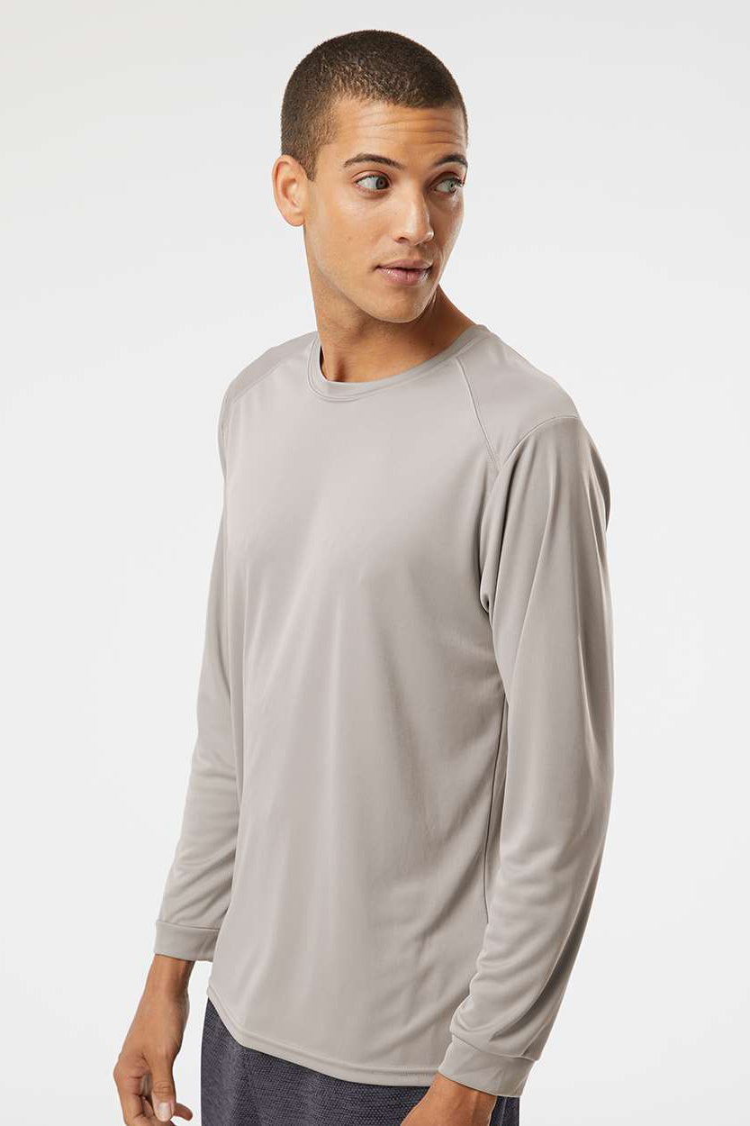 Paragon 210 Mens Islander Performance Moisture Wicking Long Sleeve Crewneck T-Shirt Sand Model Side