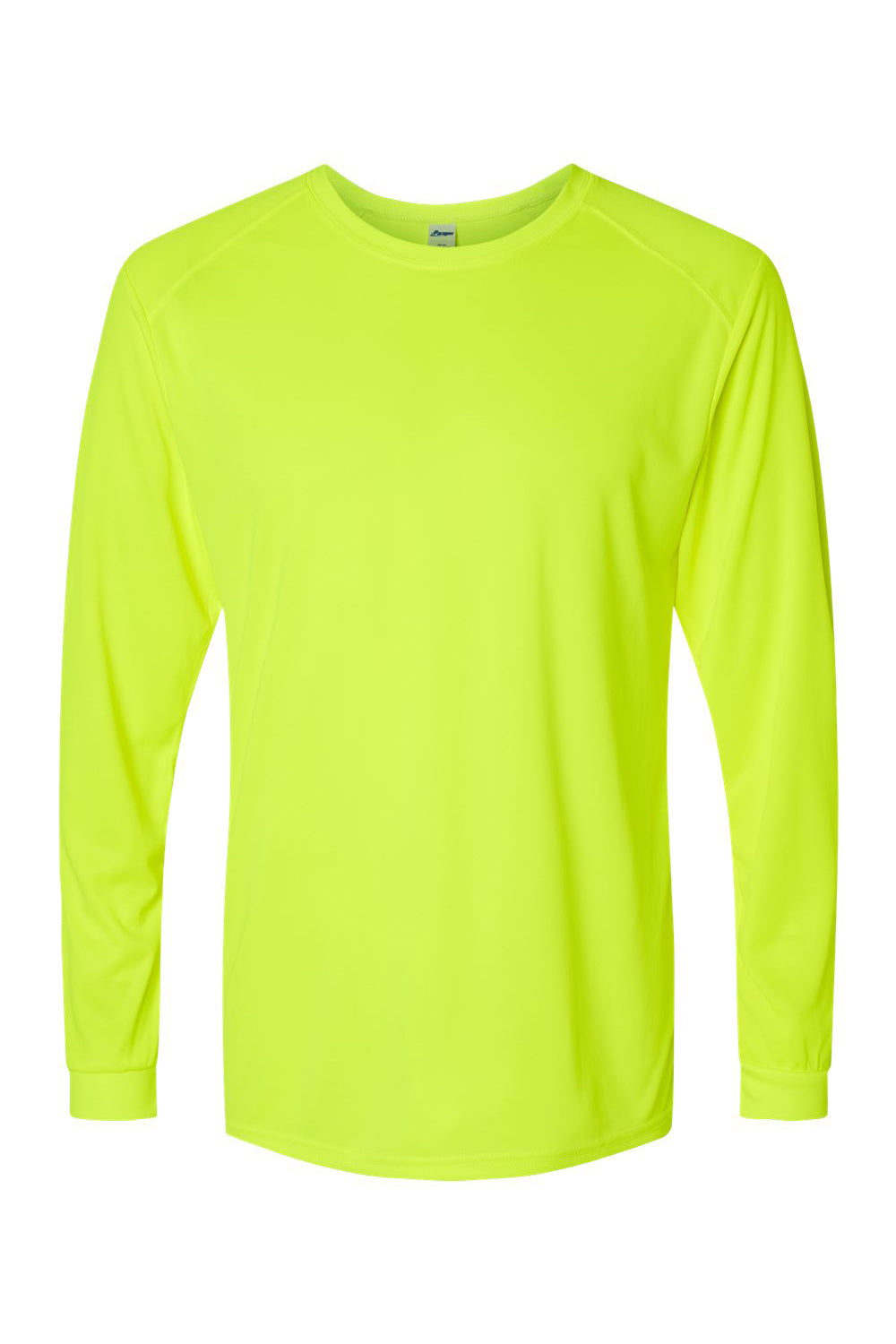 Paragon 210 Mens Islander Performance Moisture Wicking Long Sleeve Crewneck T-Shirt Safety Green Flat Front
