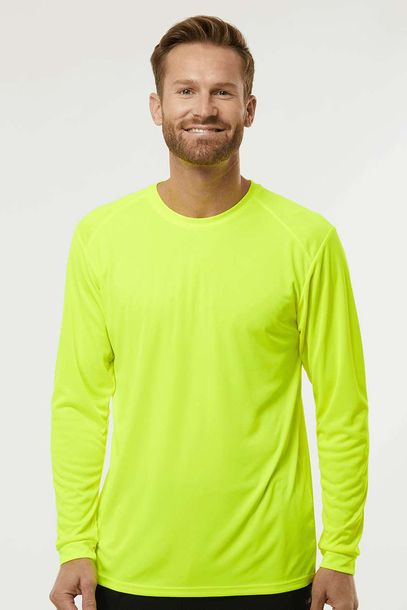 Paragon 210 Mens Islander Performance Moisture Wicking Long Sleeve Crewneck T-Shirt Safety Green Model Front