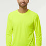 Paragon Mens Islander Performance Moisture Wicking Long Sleeve Crewneck T-Shirt - Safety Green