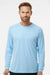 Paragon 210 Mens Islander Performance Moisture Wicking Long Sleeve Crewneck T-Shirt Blue Mist Model Front