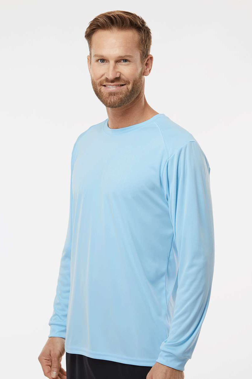 Paragon 210 Mens Islander Performance Moisture Wicking Long Sleeve Crewneck T-Shirt Blue Mist Model Side