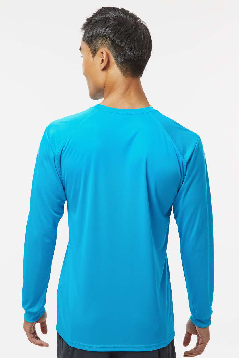 Paragon 210 Mens Islander Performance Moisture Wicking Long Sleeve Crewneck T-Shirt Turquoise Blue Model Back