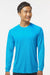 Paragon 210 Mens Islander Performance Moisture Wicking Long Sleeve Crewneck T-Shirt Turquoise Blue Model Front