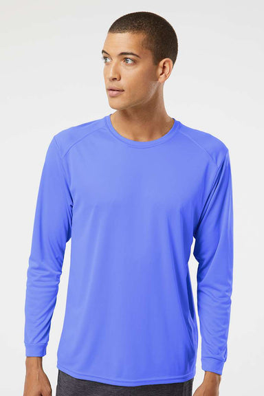 Paragon 210 Mens Islander Performance Moisture Wicking Long Sleeve Crewneck T-Shirt Bimini Blue Model Front