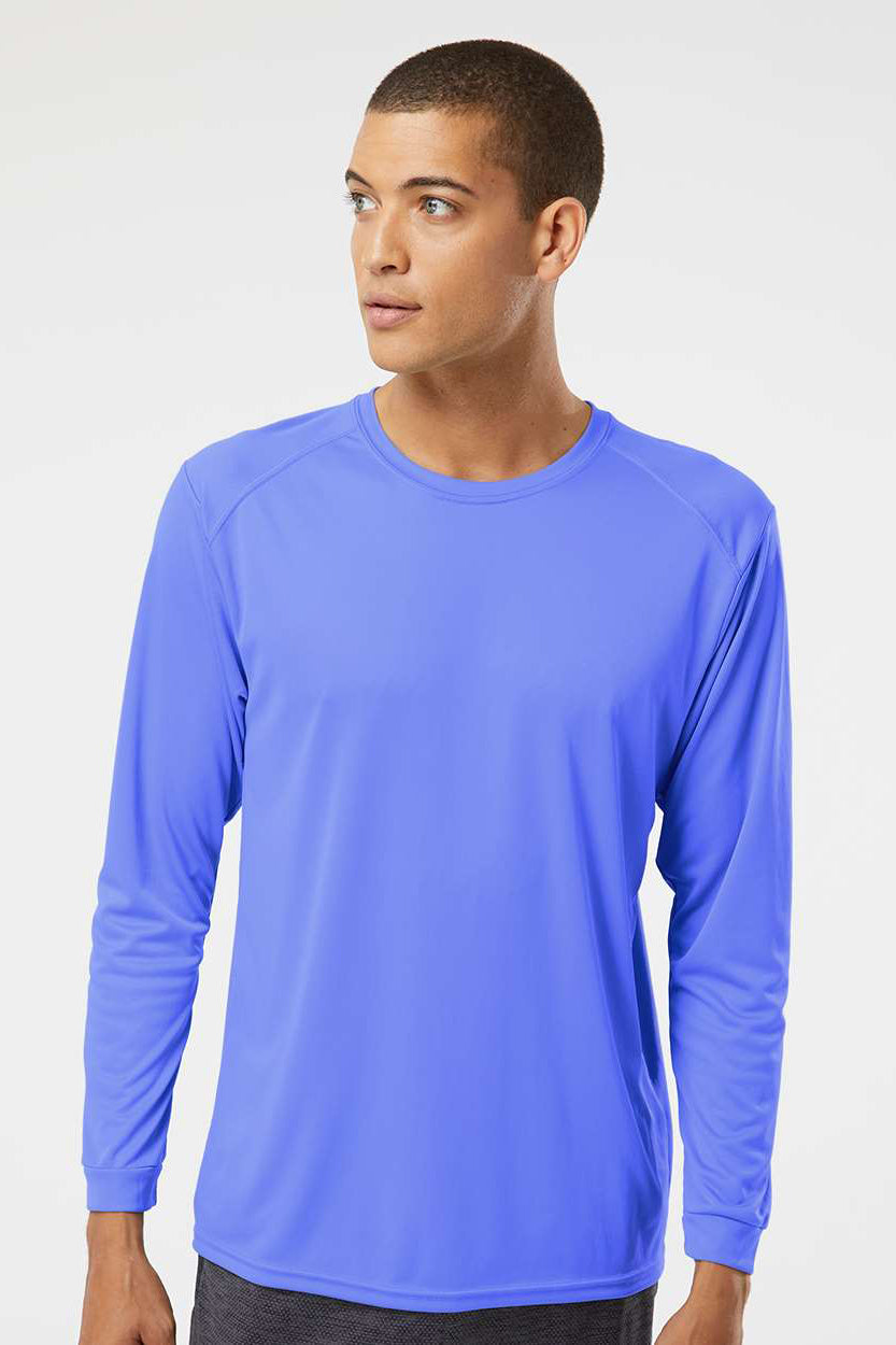 Paragon 210 Mens Islander Performance Moisture Wicking Long Sleeve Crewneck T-Shirt Bimini Blue Model Front