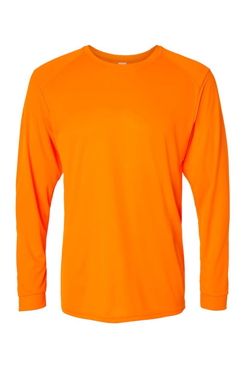 Paragon 210 Mens Islander Performance Moisture Wicking Long Sleeve Crewneck T-Shirt Neon Orange Flat Front