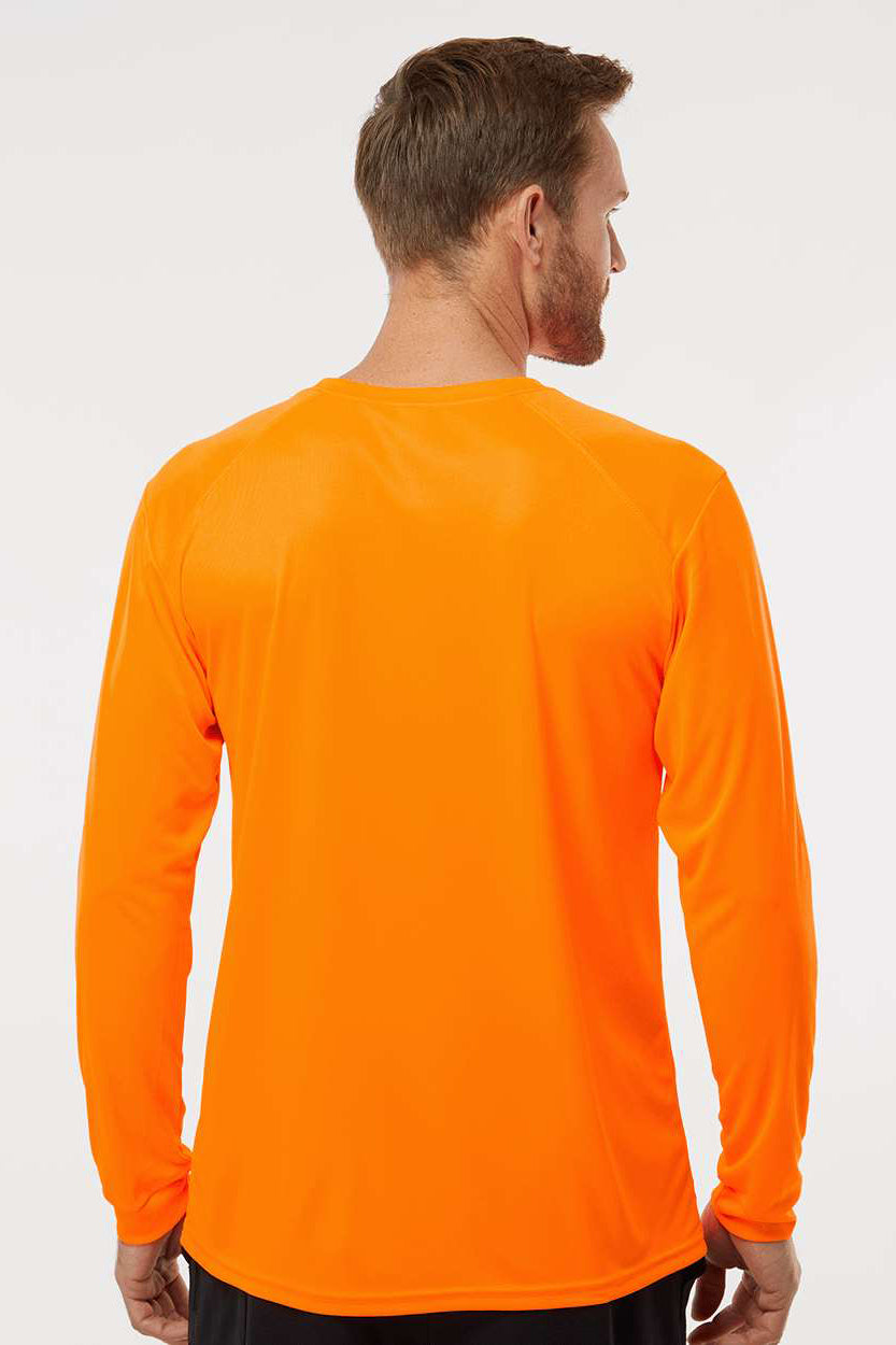 Paragon 210 Mens Islander Performance Moisture Wicking Long Sleeve Crewneck T-Shirt Neon Orange Model Back