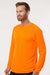 Paragon 210 Mens Islander Performance Moisture Wicking Long Sleeve Crewneck T-Shirt Neon Orange Model Side