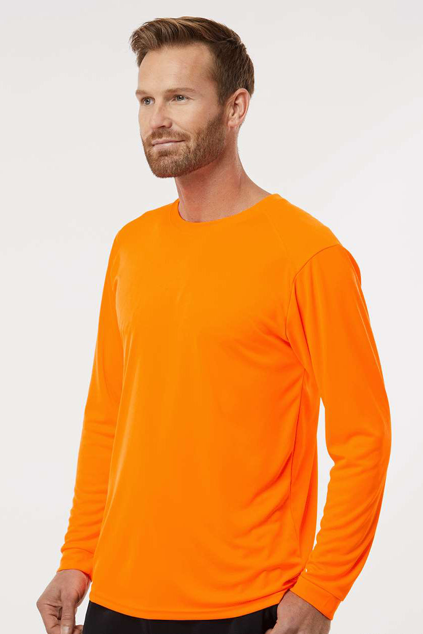 Paragon 210 Mens Islander Performance Moisture Wicking Long Sleeve Crewneck T-Shirt Neon Orange Model Side