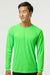Paragon 210 Mens Islander Performance Moisture Wicking Long Sleeve Crewneck T-Shirt Neon Lime Green Model Front