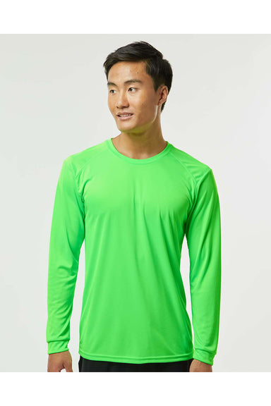 Paragon 210 Mens Islander Performance Long Sleeve Crewneck T-Shirt Neon Lime Green Model Front